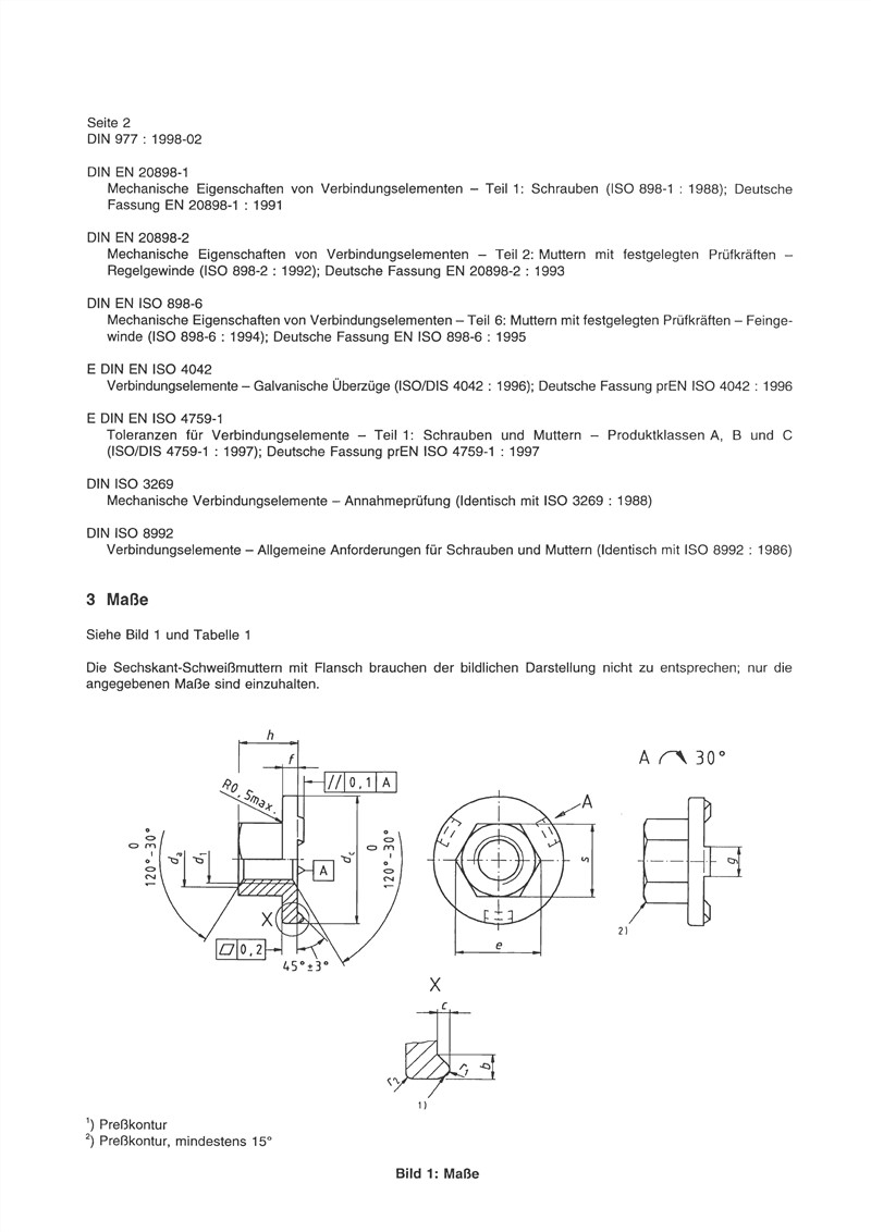 DIN 977 Weld Nuts Engineer Drawing and Technical Data Sheet