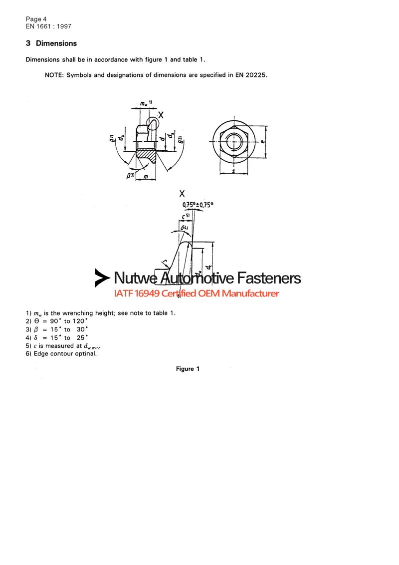 DIN EN 1661 Hexagon Flange Nuts Engineer Drawing and Technical Data Sheet