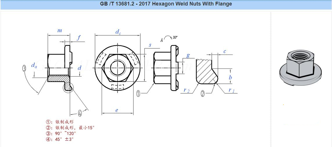 GB/T 13681.2 Hexagon Weld Nuts With Flange.jpg