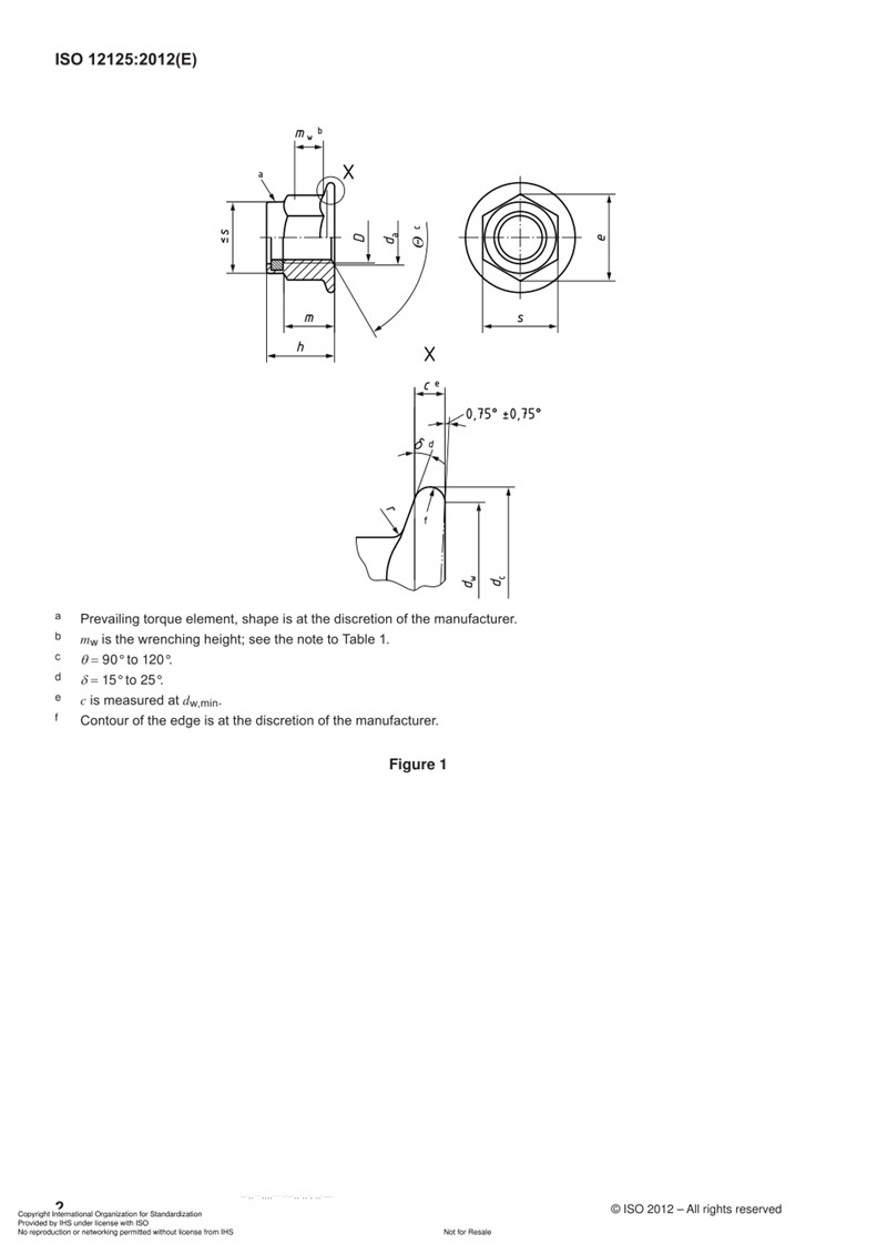 ISO 12125 Nylon Insert Hexagon Flange Nut Engineer Drawing and Technical Data Sheet