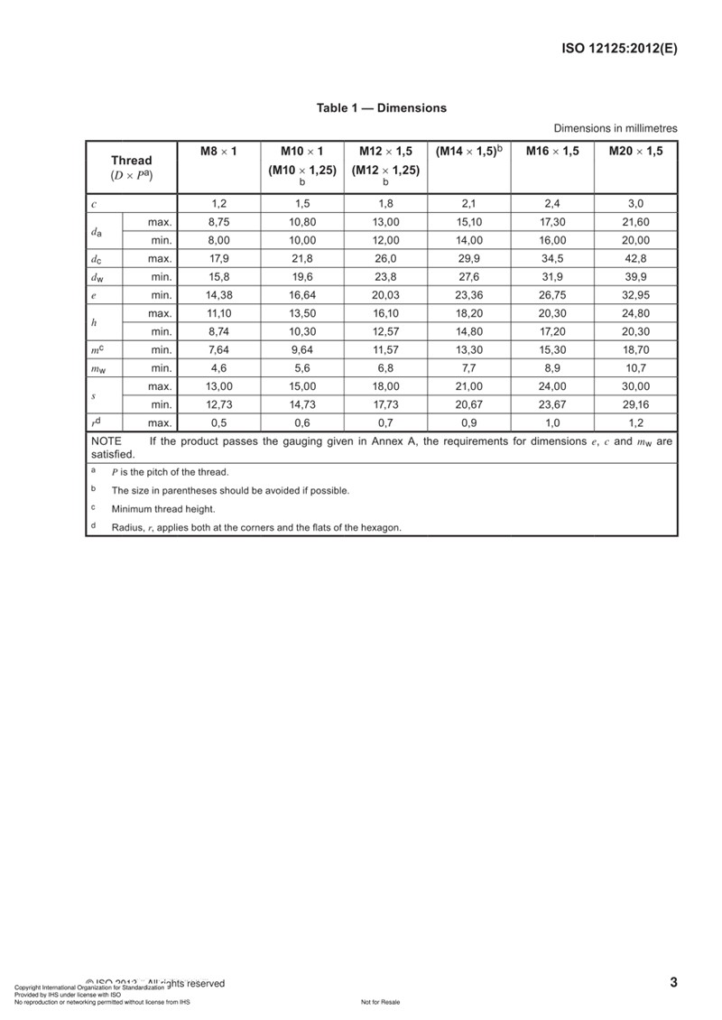 ISO 12125 尼龙六角法兰螺母 图纸和技术参数