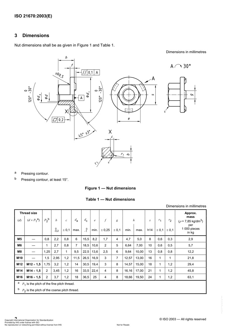 ISO 21670 Weld Nuts Engineer Drawing and Technical Data Sheet