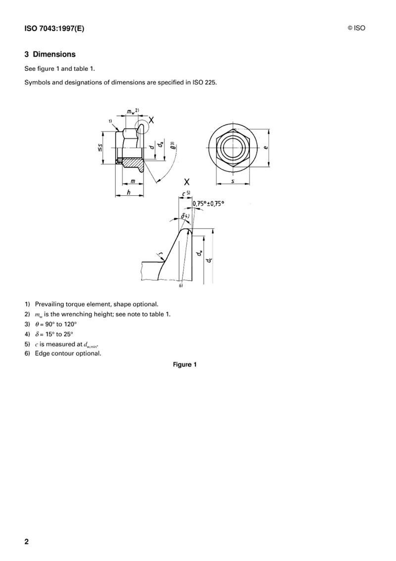 ISO 7043 Nylon Insert Hexagon Flange Nut Engineer Drawing and Technical Data Sheet