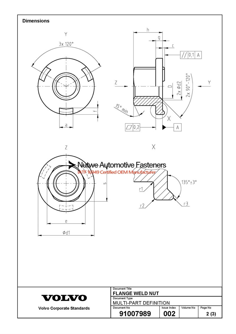 60115743 Hexagon Flange Weld Nuts Engineer Drawing and Technical Data Sheet